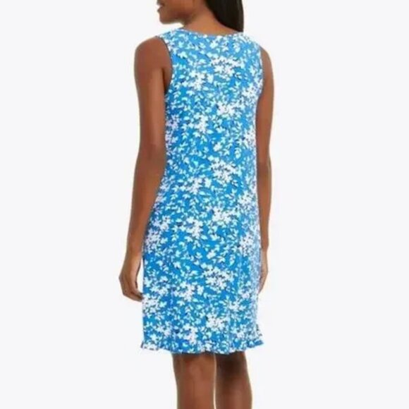 DRAPER JAMES Ruffle Nightie Blue White Floral Sleeveless PJ Nightgown Mini Dress - Picture 4 of 15
